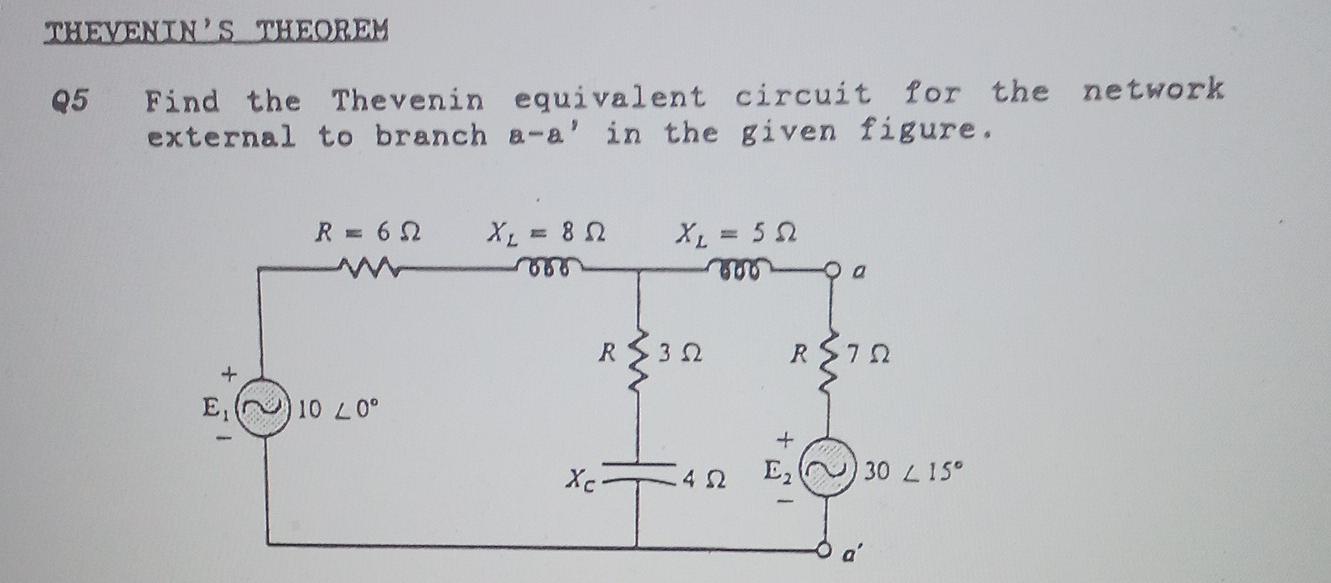 Solved Q5 Find the Thevenin equivalent circuit for the | Chegg.com