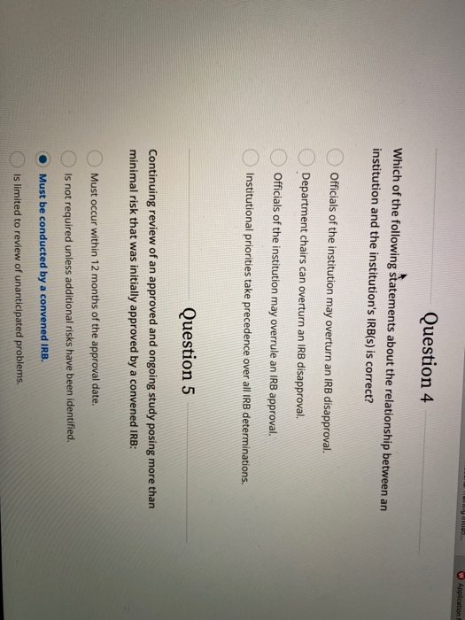 Solved w Application Question 4 Which of the following