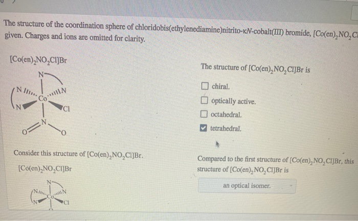 Solved The structure of the coordination sphere of | Chegg.com