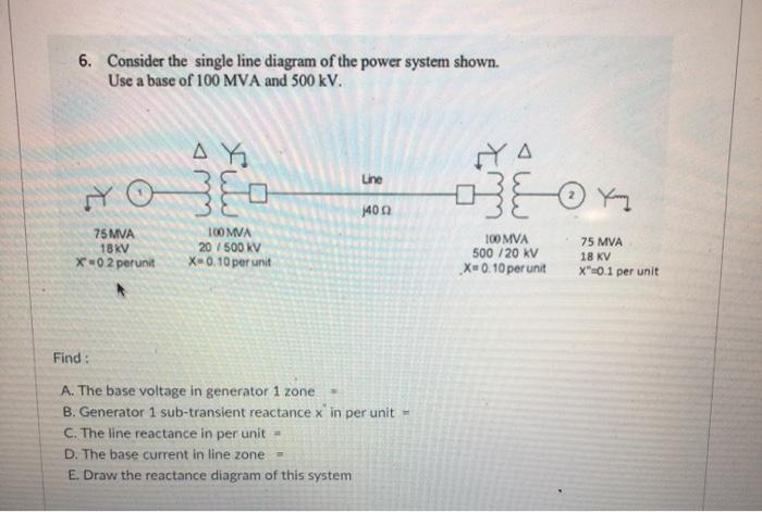 Solved 6. Consider the single line diagram of the power | Chegg.com