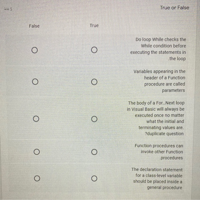 Solved 5لقاط True or False False True Do loop While checks | Chegg.com