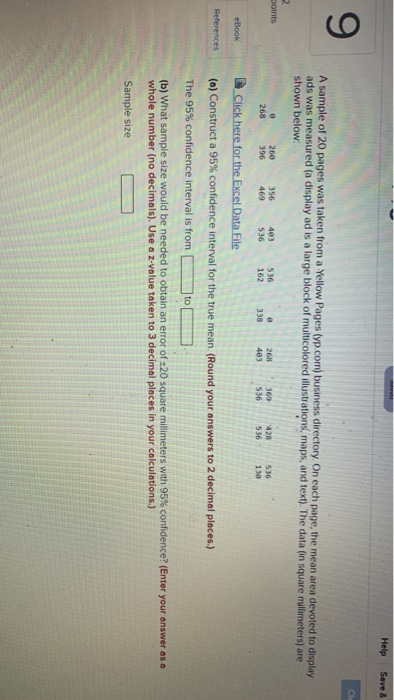 Solved Help Save & 9 A sample of 20 pages was taken from a | Chegg.com
