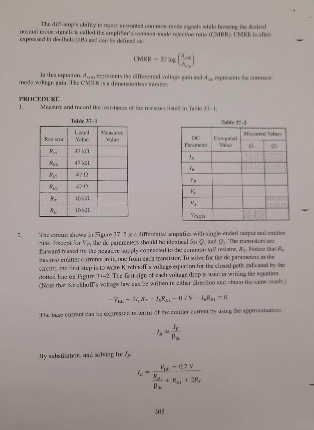 37 The Differential Amplifier Name Date Class READING