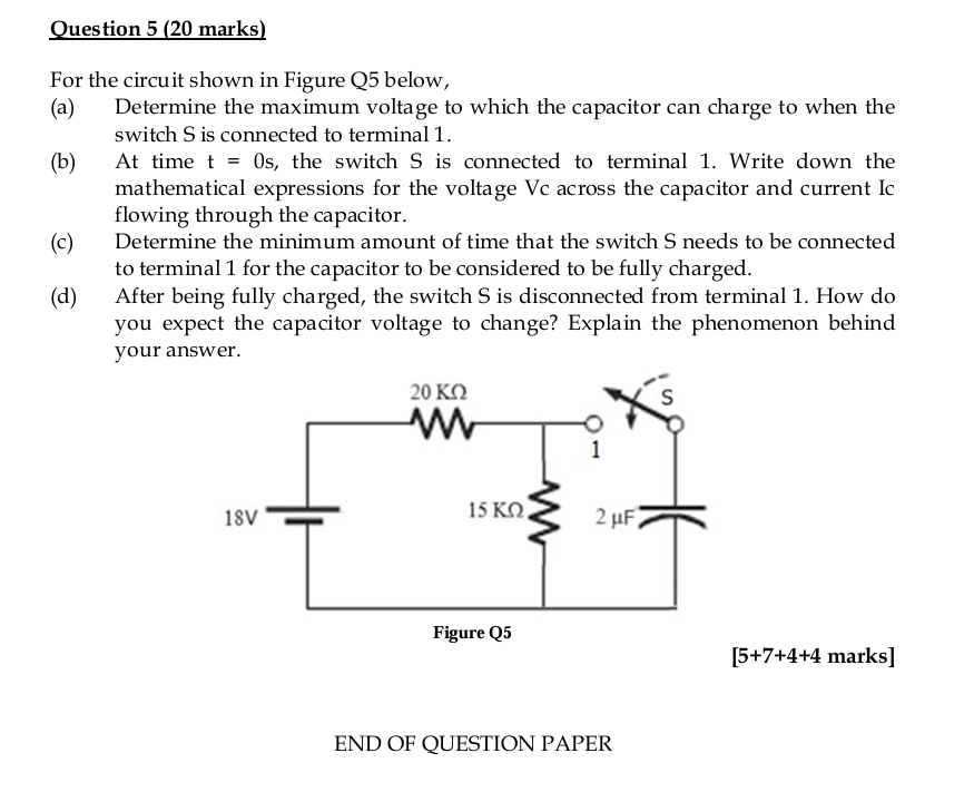 Solved by an EXPERT Question 5 (20 ﻿marks)For the circuit shown in ...