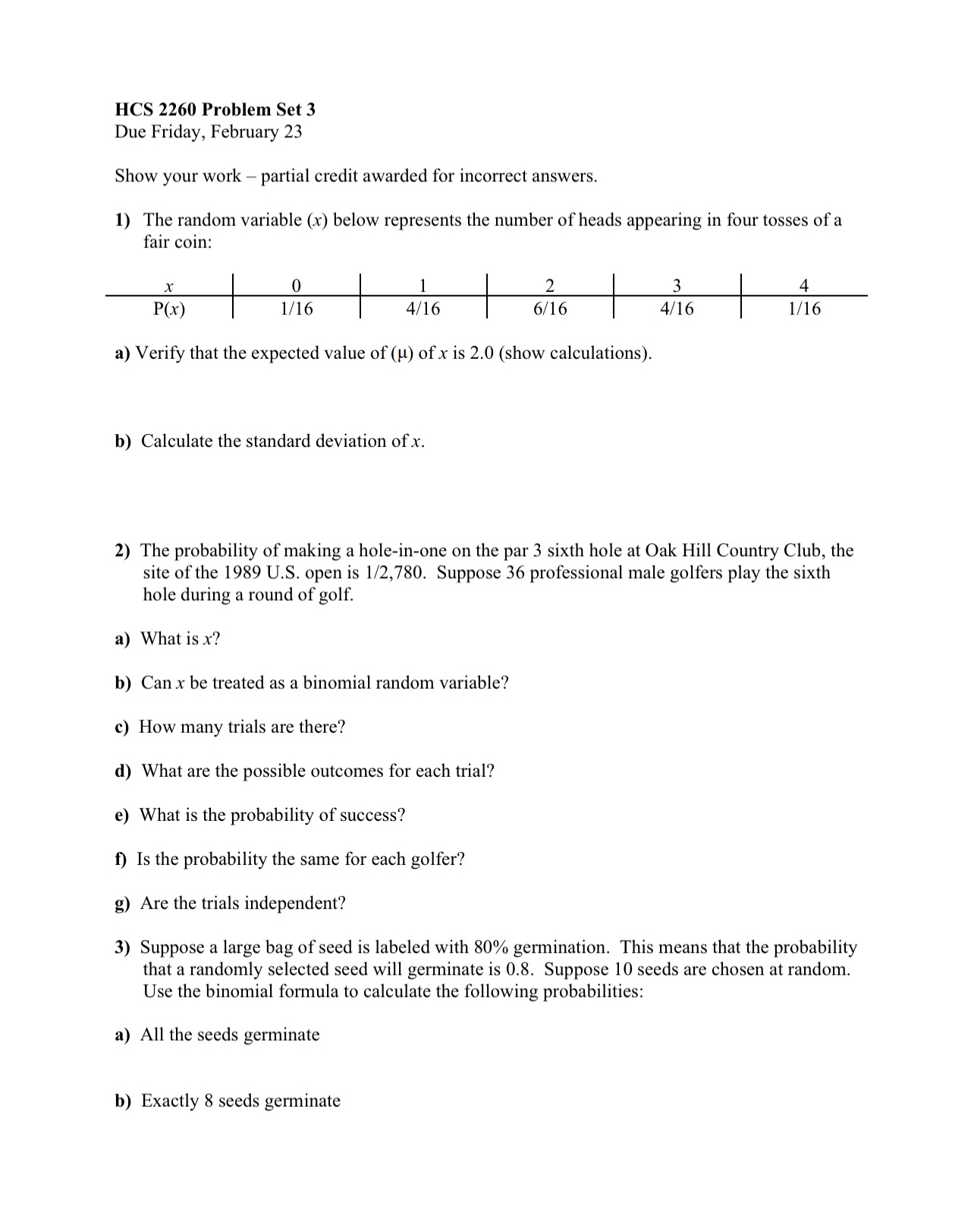 Solved Hcs 2260 ﻿problem Set 3due Friday February 23show