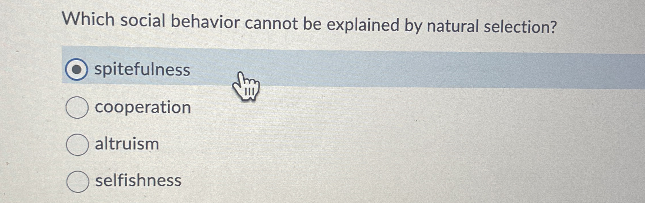 Solved Which social behavior cannot be explained by natural | Chegg.com