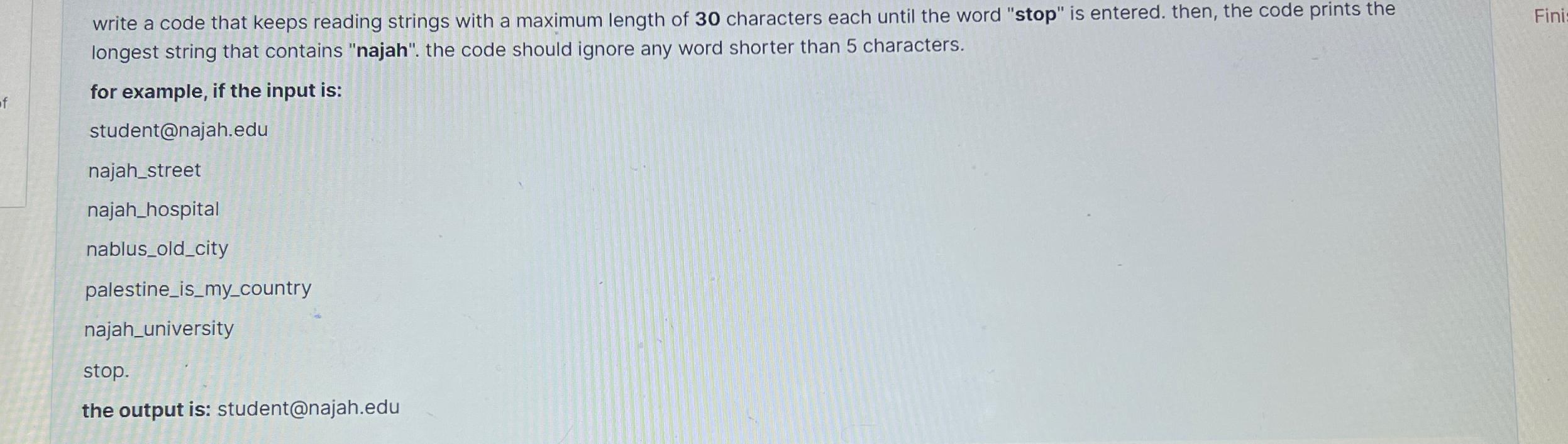 Solved write a code that keeps reading strings with a | Chegg.com