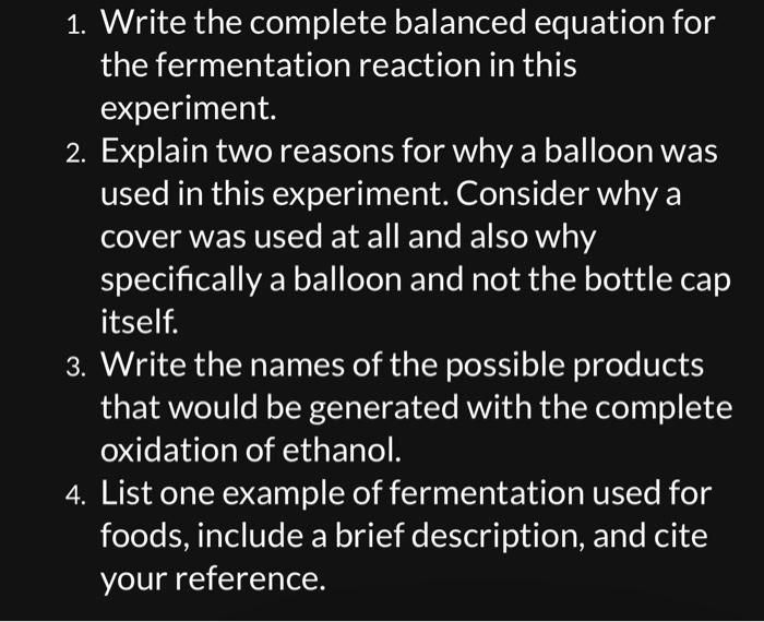 Solved 1. Write the complete balanced equation for the