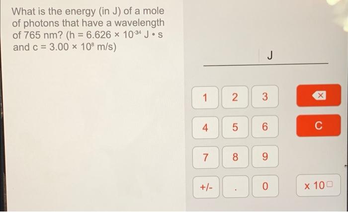 Solved What is the energy (in J) of a mole of photons that | Chegg.com