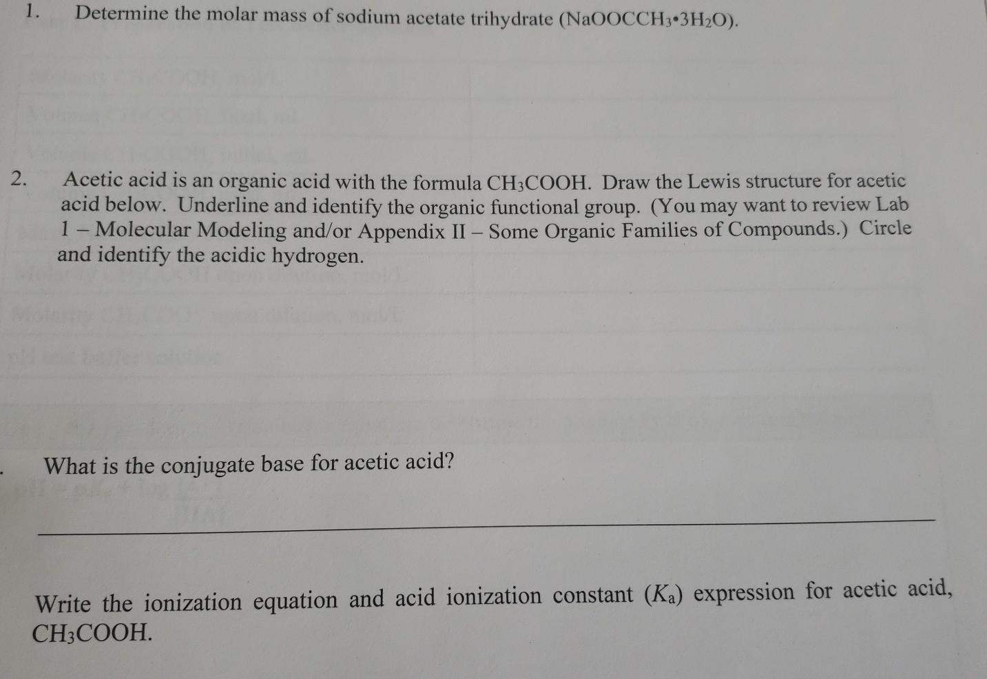 sodium acetate trihydrate structure