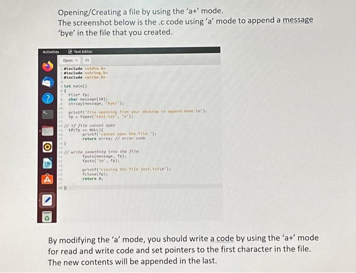 opening a file in ‘a’ mode