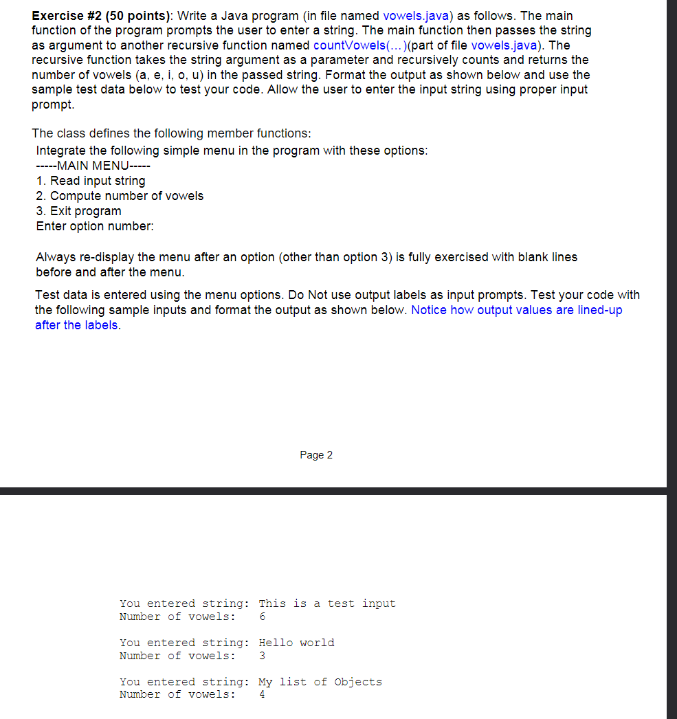 Solved Java Write a Java program (in file named vowels.java) | Chegg.com