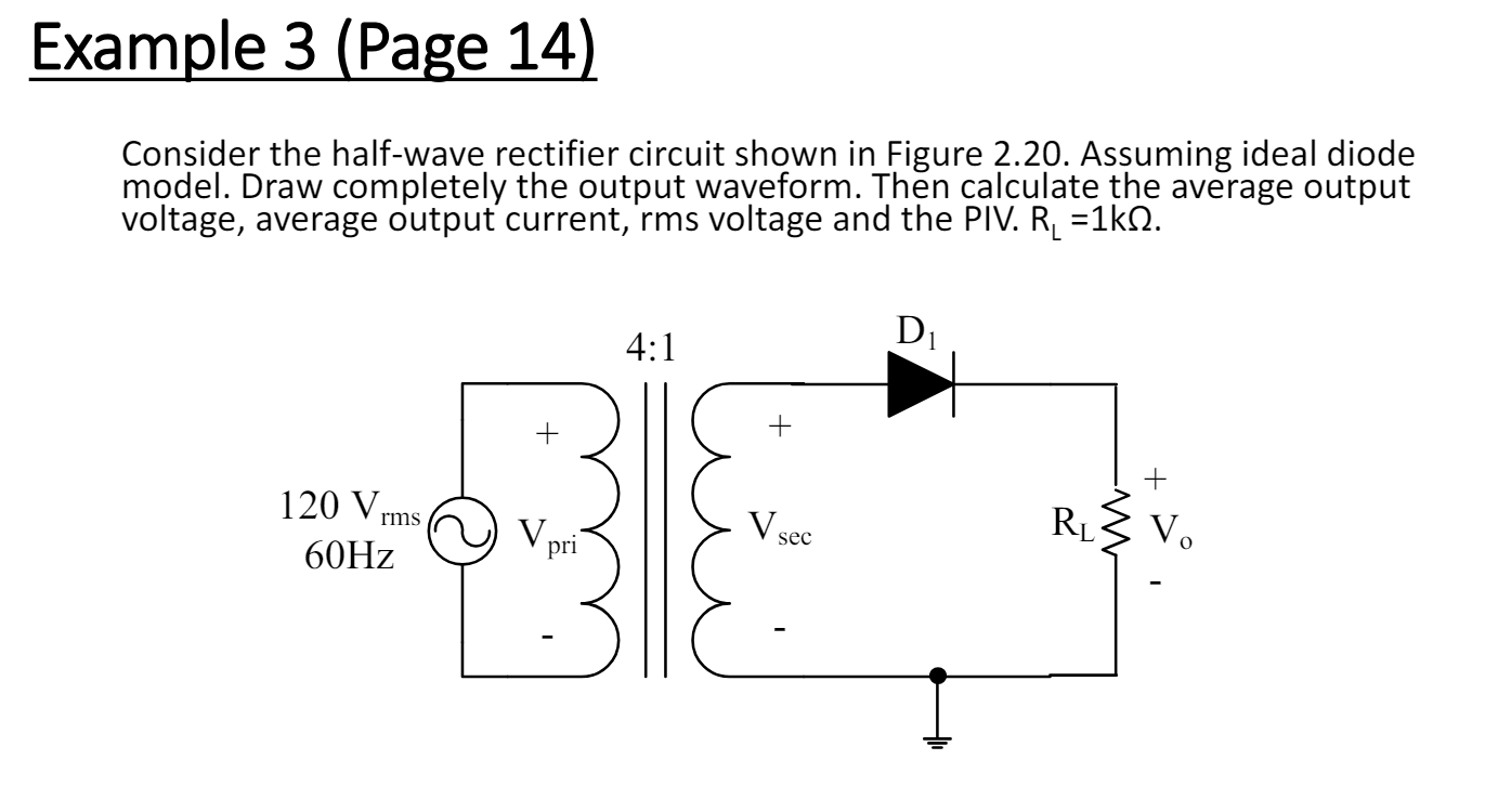 Solved Example 3 (Page 14)Consider the half-wave rectifier | Chegg.com