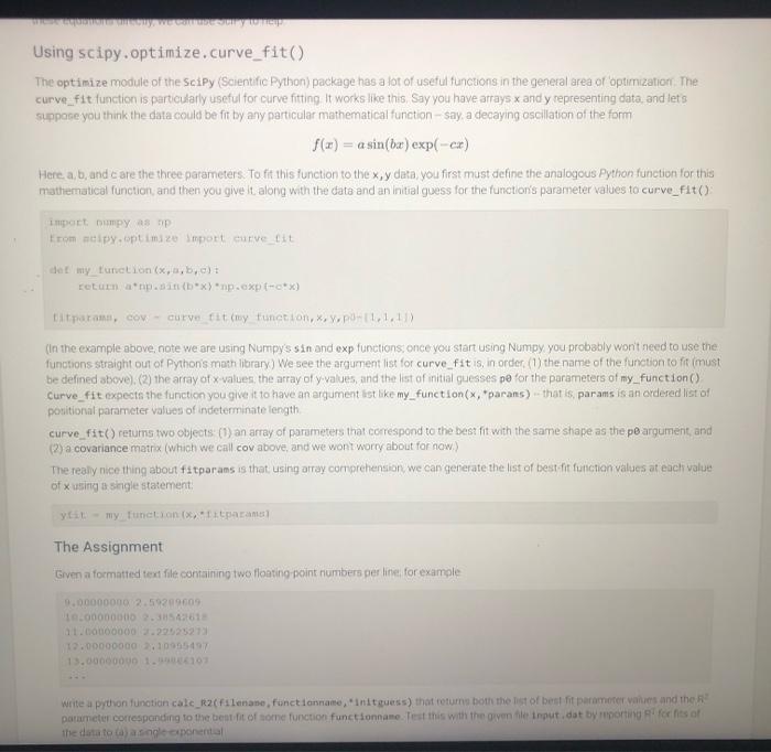 8.11 LAB: Scipy: Curve-fitting Introduction: | Chegg.com