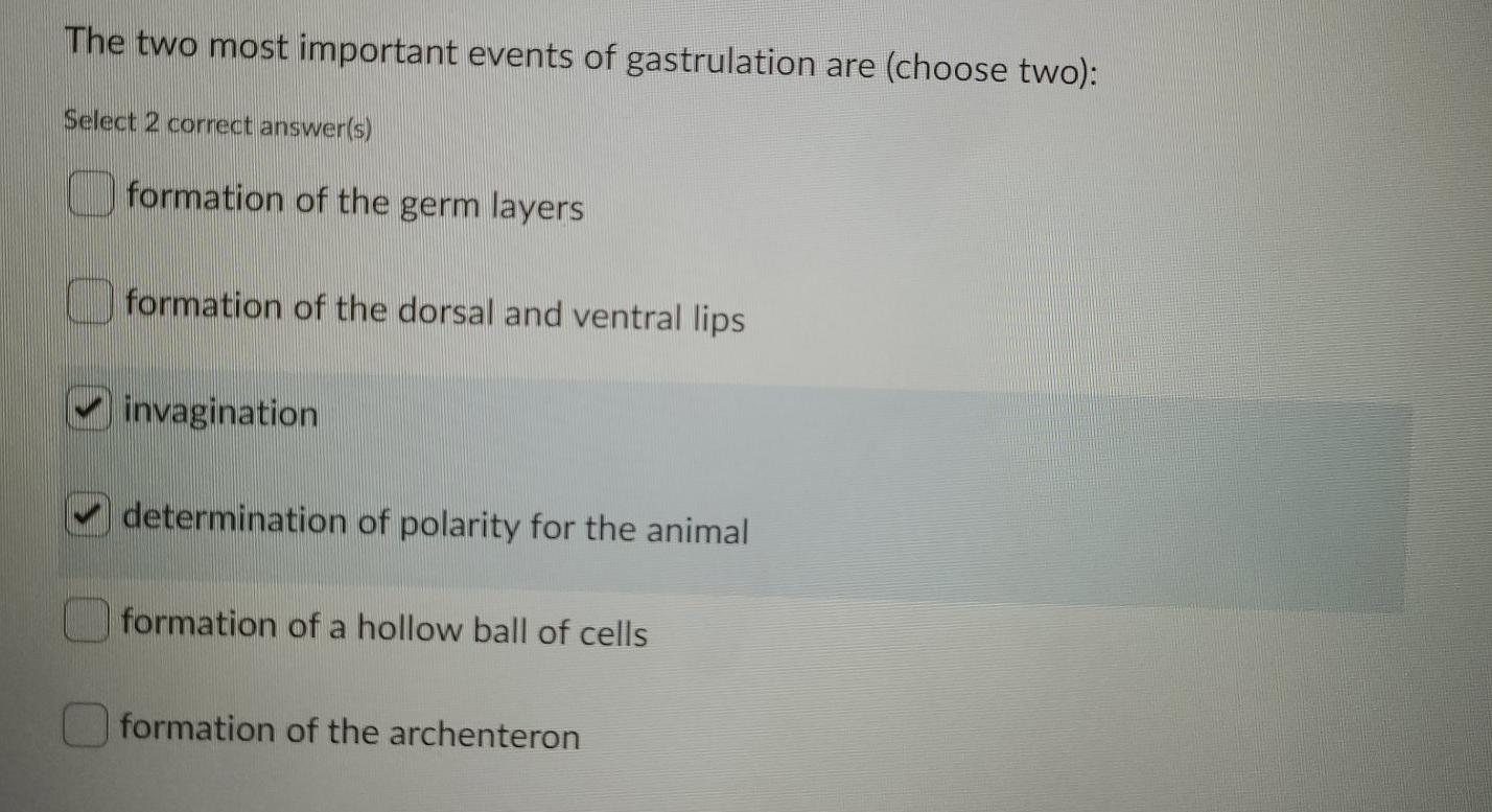 The two most important events of gastrulation are | Chegg.com