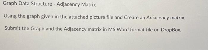 Solved Graph Data Structure - Adjacency Matrix Using the | Chegg.com