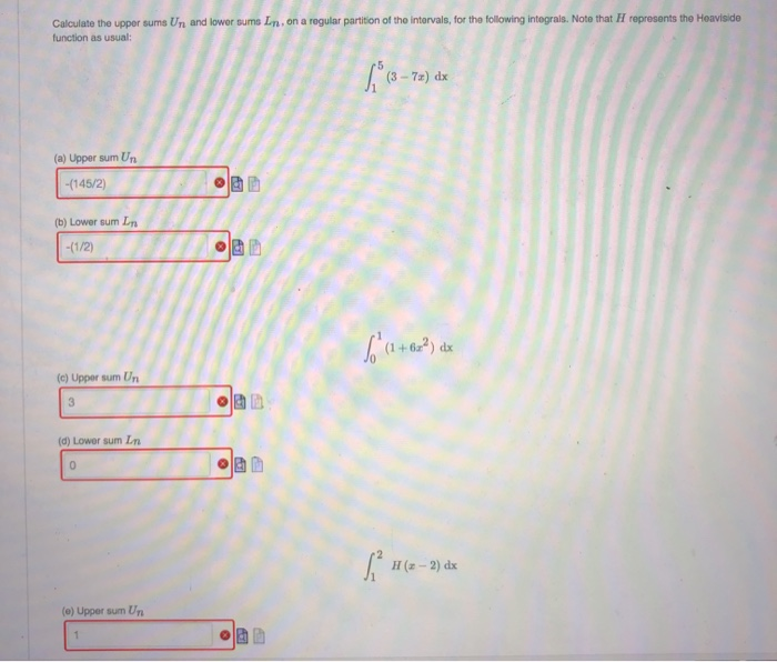Upper Sum Examples Solved Calculate the upper sums Un and lower sums Ln, on a | Chegg.com