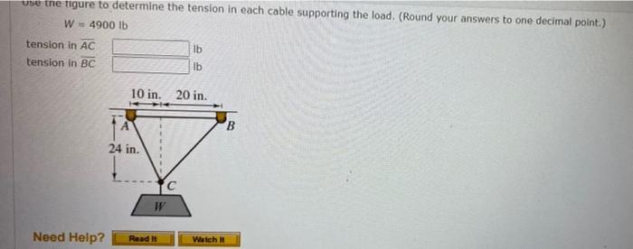 Solved use the figure to determine the tension in each cable | Chegg.com