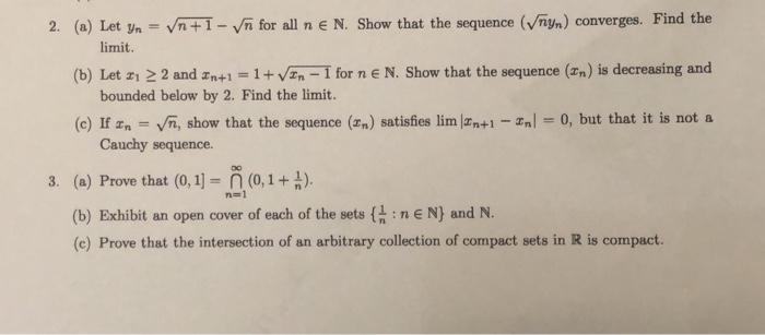 Solved 2. (a) Let Yn = Vn+1-vn for all n e N. Show that the | Chegg.com