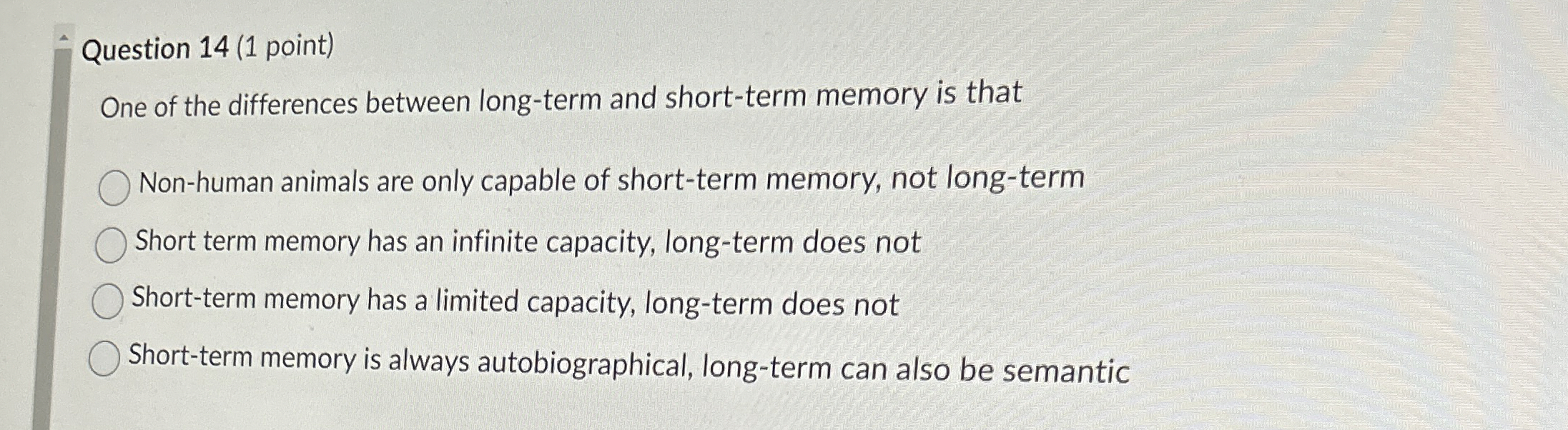 Solved Question 14 (1 ﻿point)One of the differences between | Chegg.com