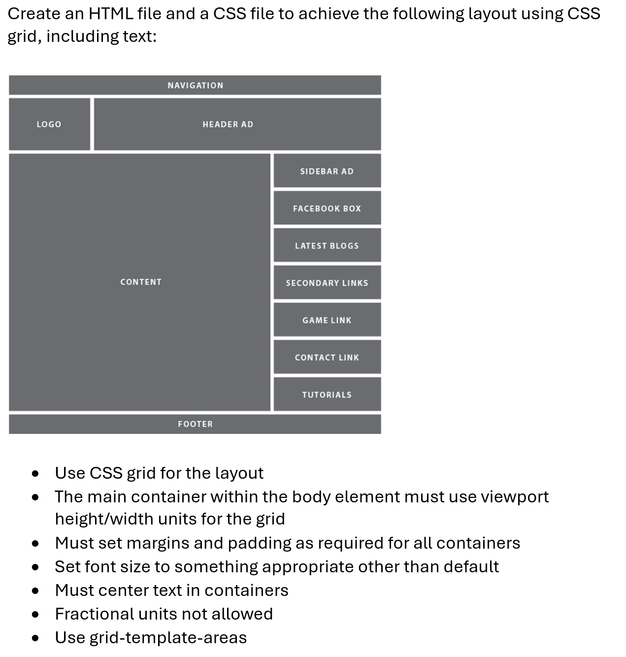 Solved Create an HTML file and CSS file to achieve the | Chegg.com