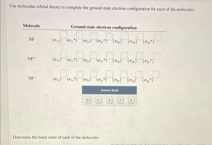 Solved Use molecular orbital theory to complete the ground | Chegg.com