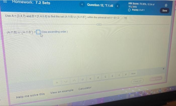 Solved Homework: 7.2 Sets Question 12, 7.1.45 > Use | Chegg.com