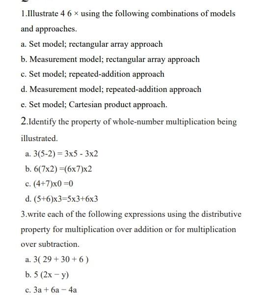 Solved 1.Illustrate 4 6 x using the following combinations | Chegg.com