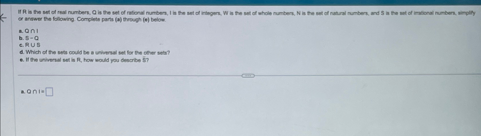 Solved If R ﻿is the set of real numbers, Q ﻿is the set of | Chegg.com