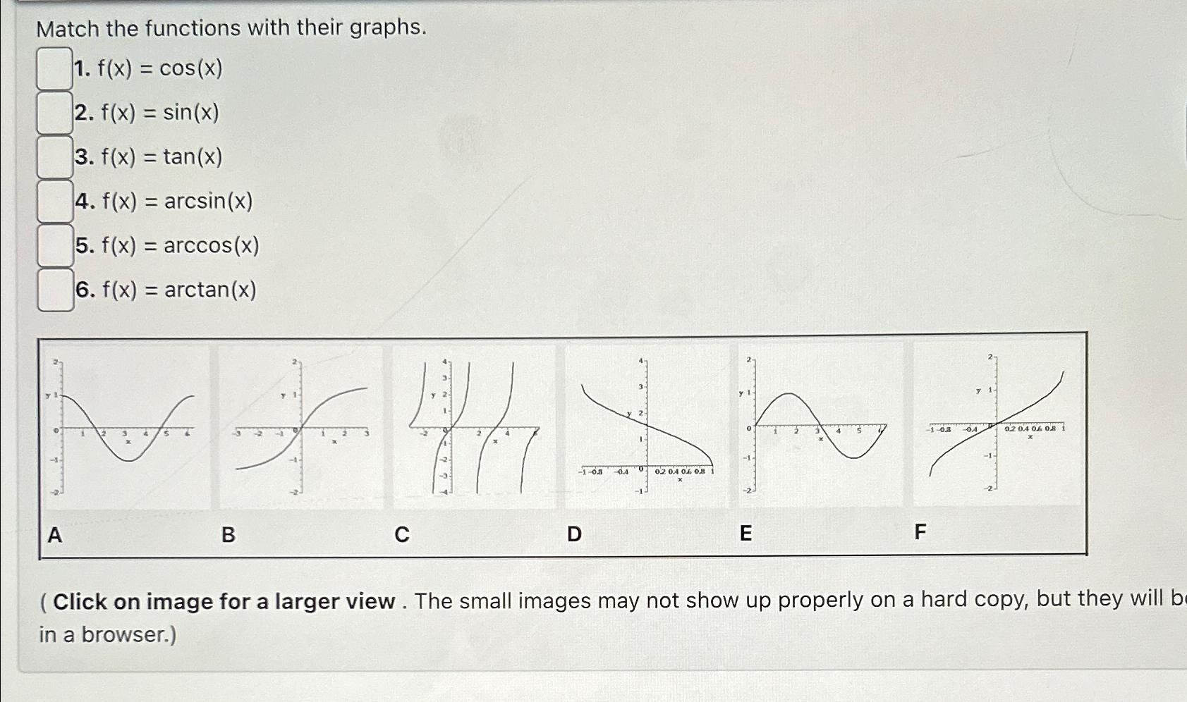 Solved Match the functions with their | Chegg.com