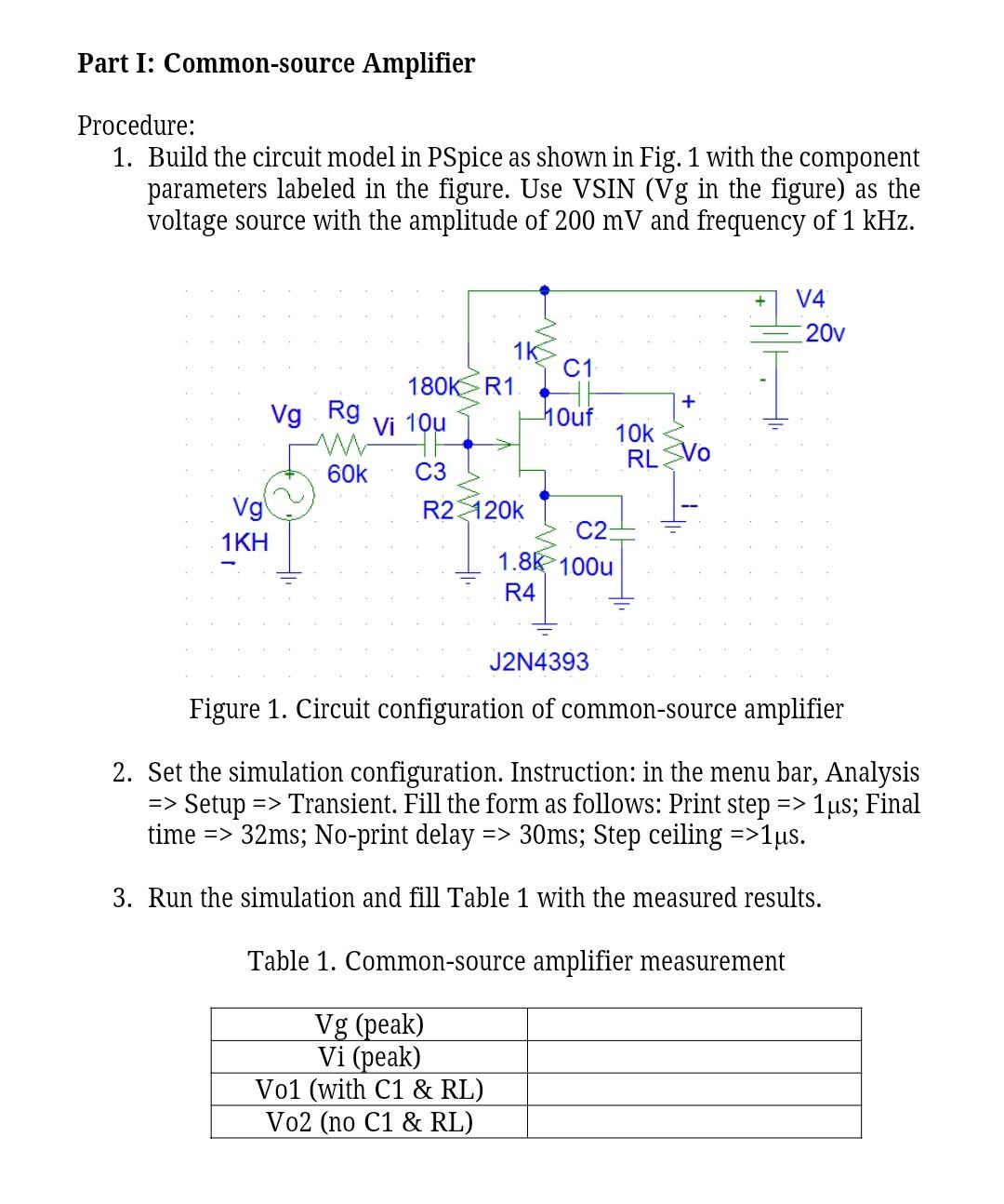 Solved Part I Commonsource Amplifier Procedure 1. Build