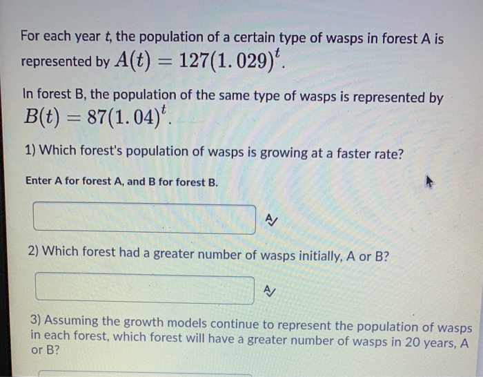 Solved For each year t, the population of a certain type of | Chegg.com