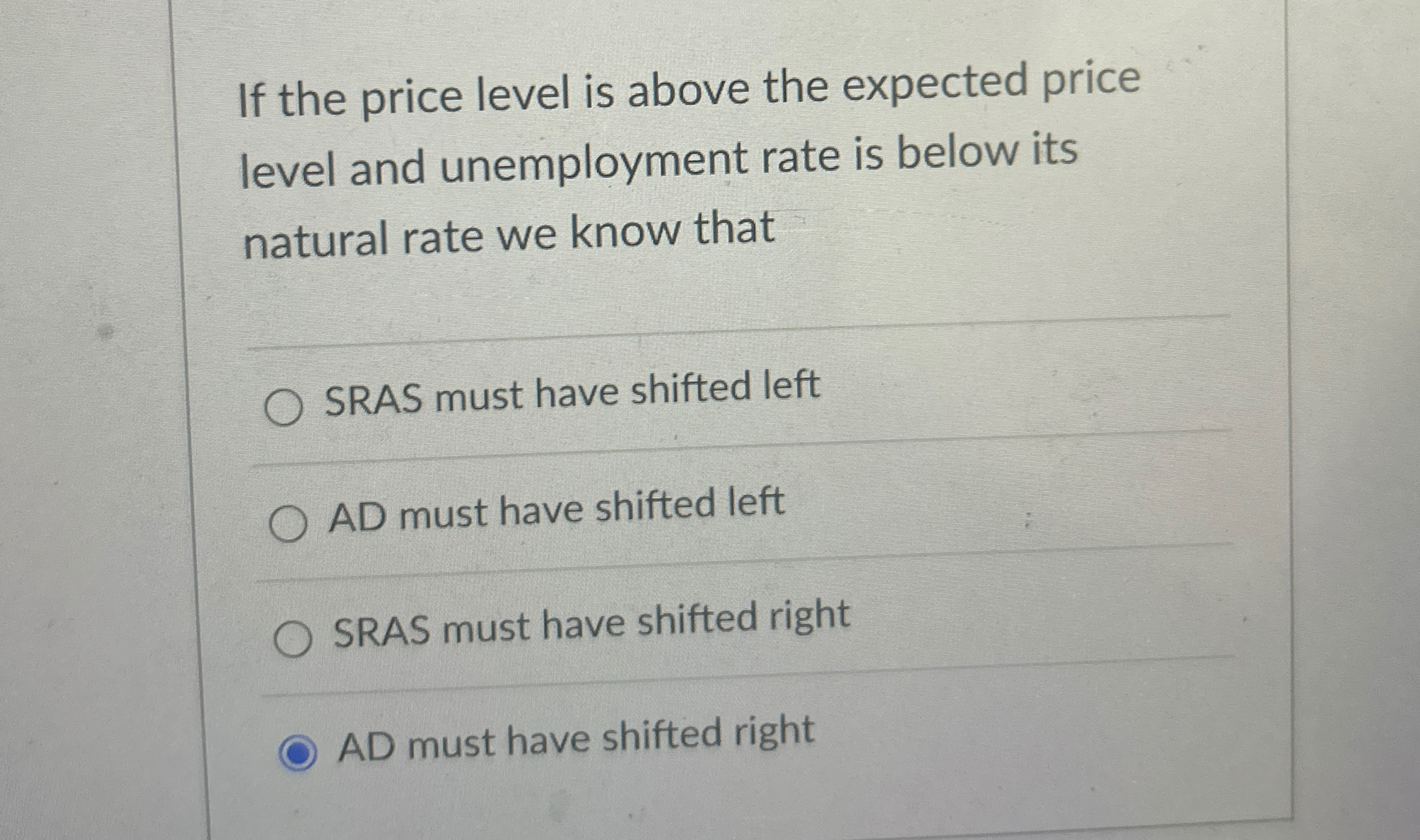Solved If the price level is above the expected price level | Chegg.com