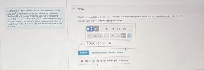 Solved A Very Long Straight Solenoid With A Cross Sectional Chegg Com