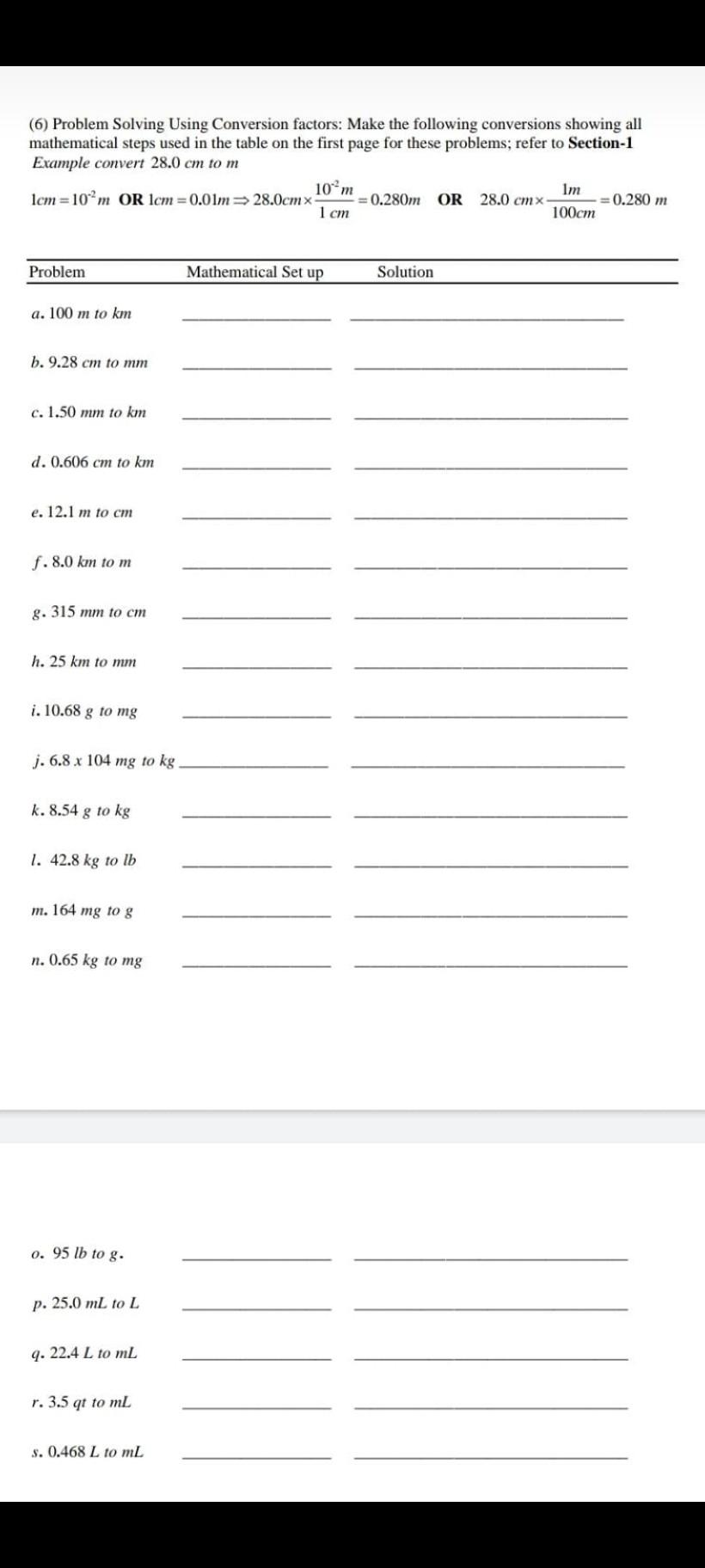 Solved (6) Problem Solving Using Conversion factors: Make | Chegg.com