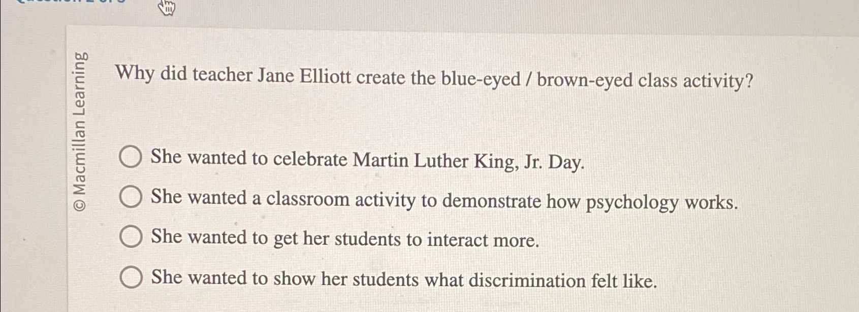 Solved Why did teacher Jane Elliott create the blue-eyed / | Chegg.com