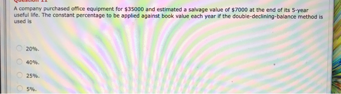 Solved A Company Purchased Office Equipment For $35000 And | Chegg.com