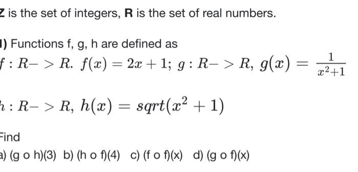 Solved Z is the set of integers, R is the set of real | Chegg.com