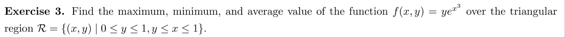 Solved Exercise 3. ﻿Find the maximum, minimum, and average | Chegg.com
