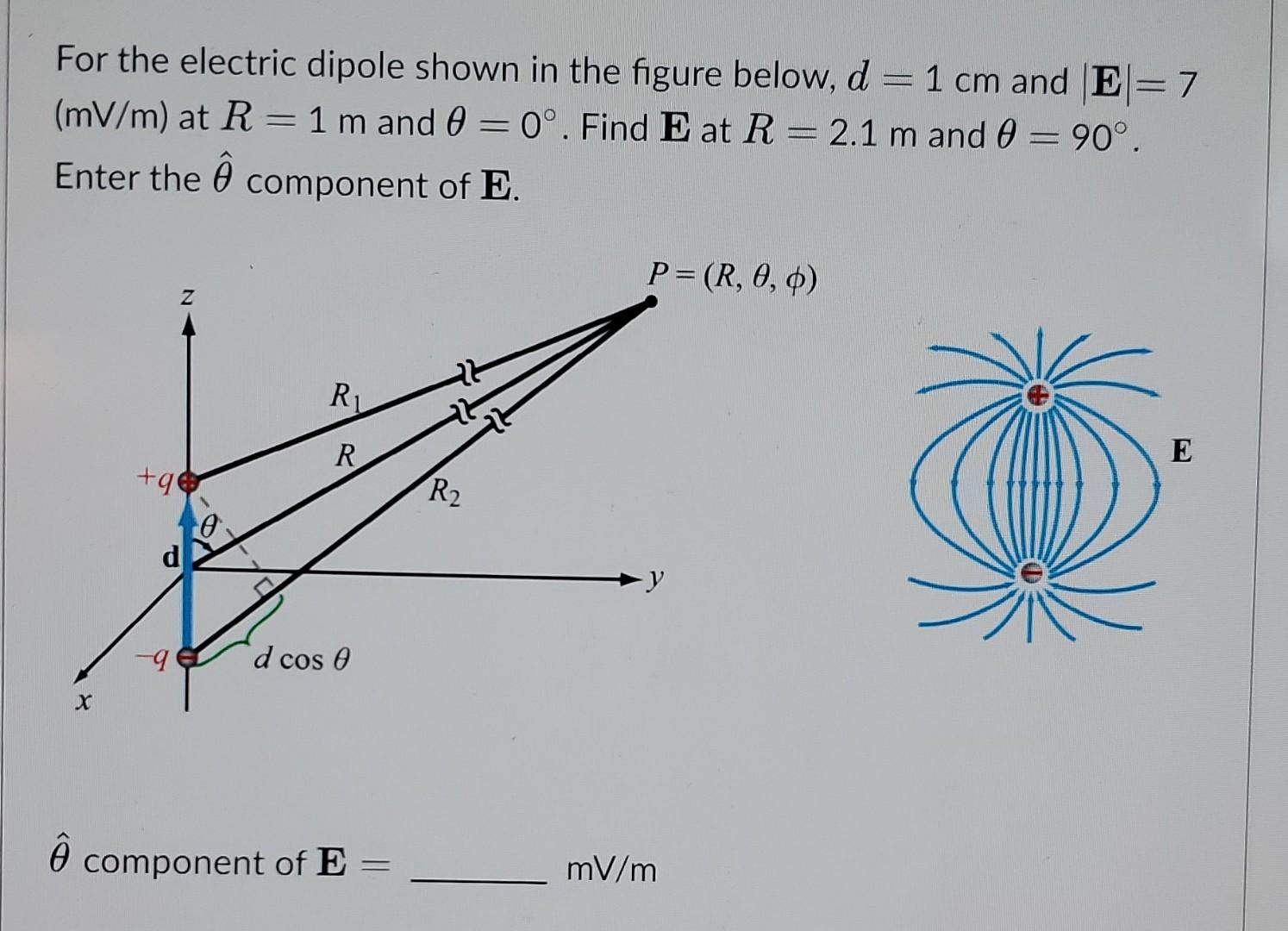 Solved For the electric dipole shown in the figure below, d | Chegg.com