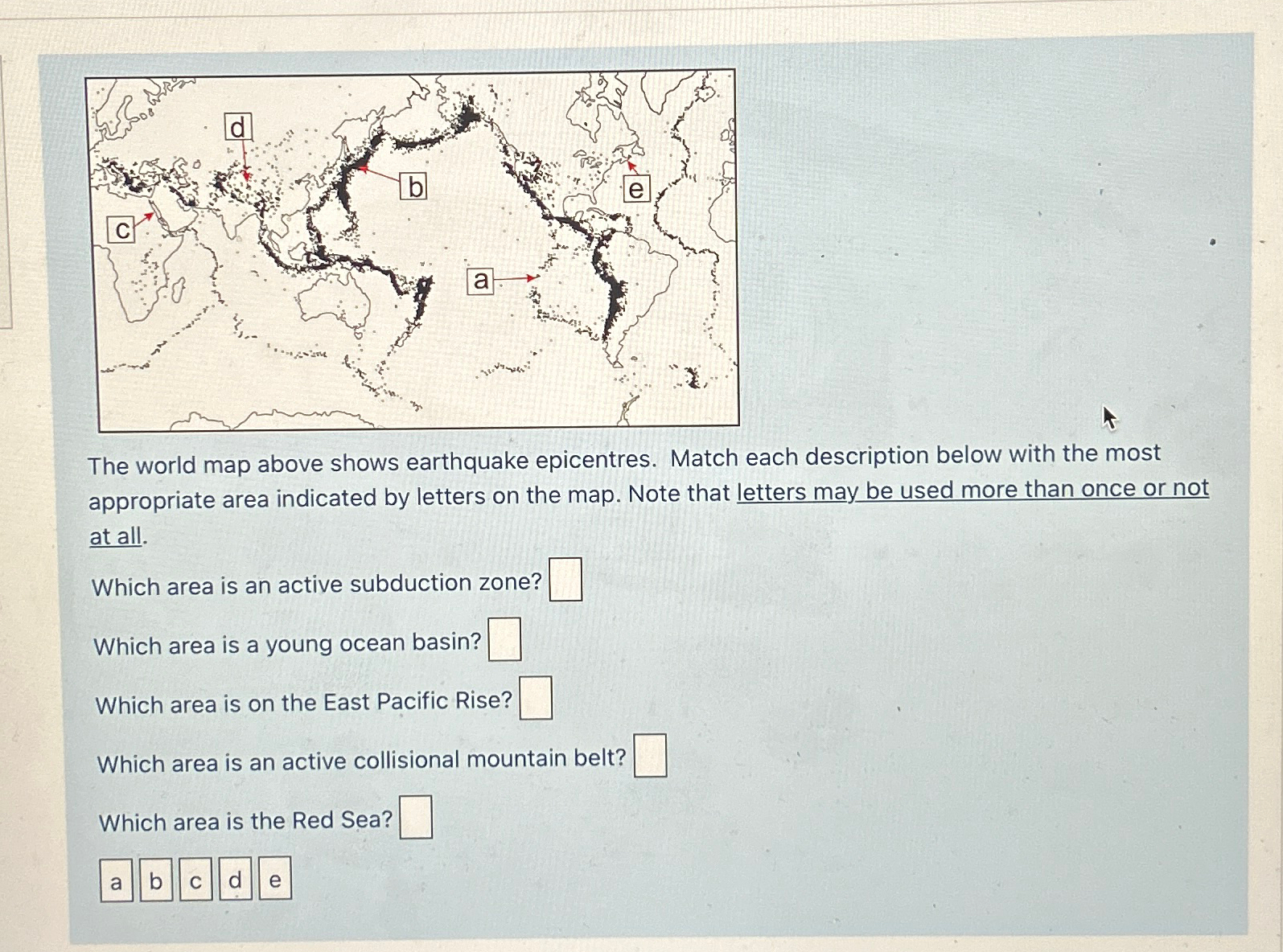 Solved The world map above shows earthquake epicentres. | Chegg.com