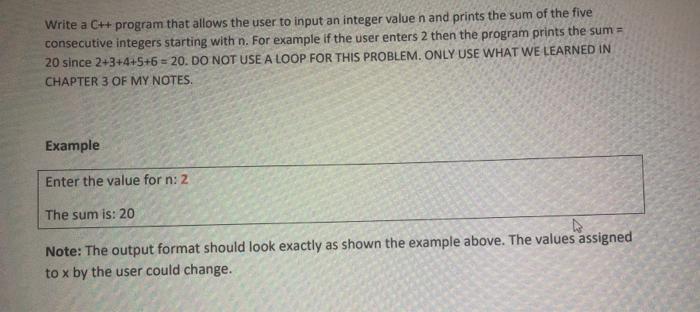 Solved Write a C++ program that allows the user to input an | Chegg.com
