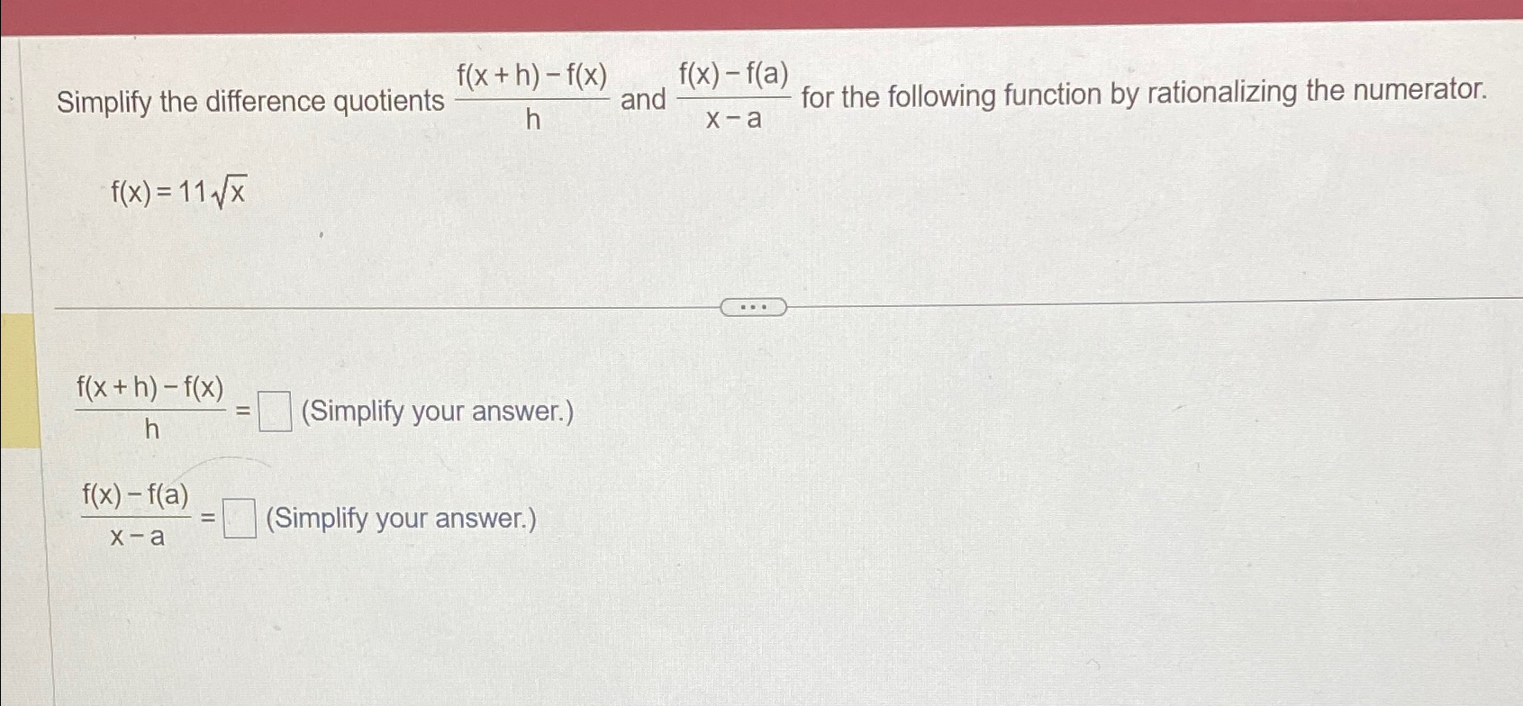 Solved Simplify The Difference Quotients F X H F X H ﻿and