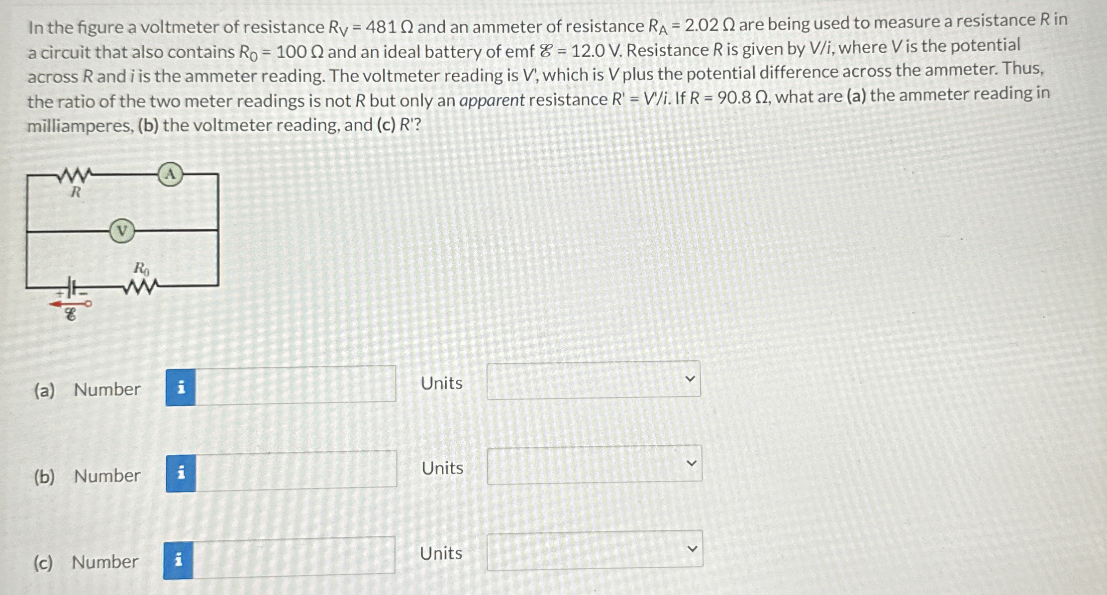 Solved In the figure a voltmeter of resistance RV=481Ω ﻿and