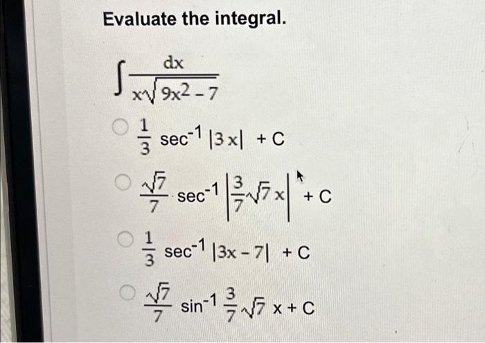 Solved Evaluate The Integral. | Chegg.com