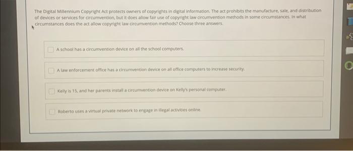 The Digital Millennium Copyright Act protects owners | Chegg.com
