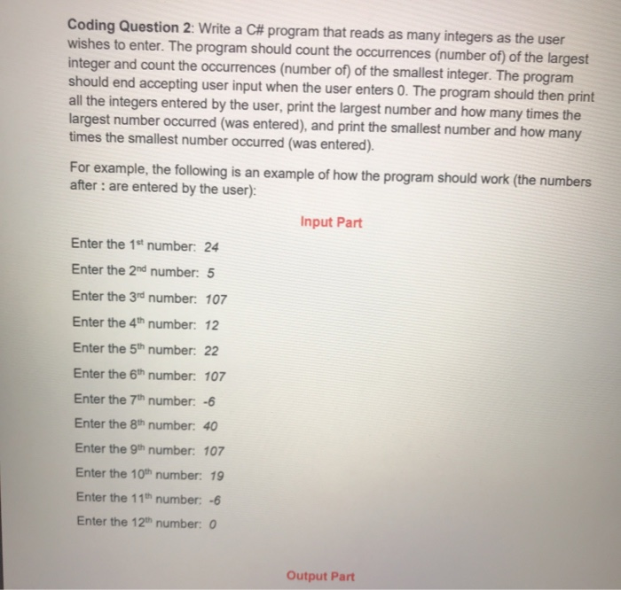Solved Coding Question 2: Write a C# program that reads as | Chegg.com