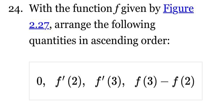 Solved 24. With the function f given by Figure 2.27, arrange | Chegg.com