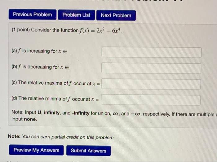 Solved 1 Point Consider The Function F X 4x³ 0x²