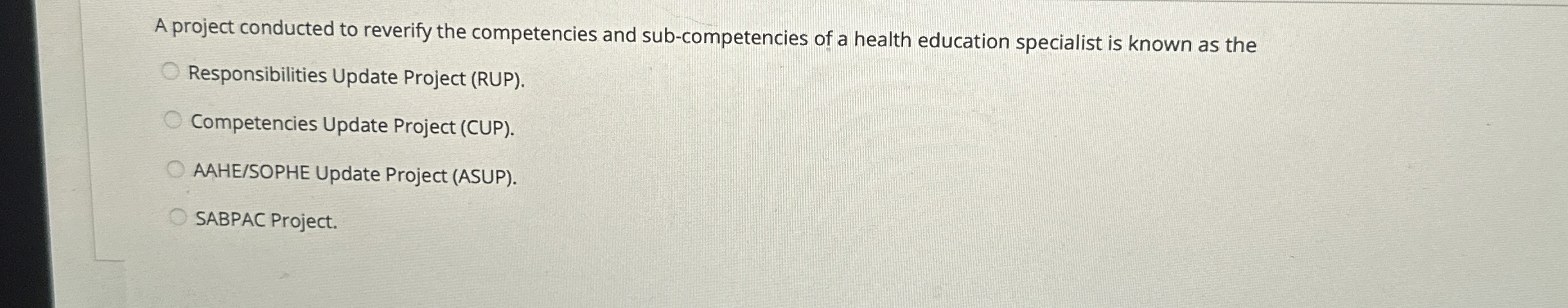 Solved A project conducted to reverify the competencies and | Chegg.com